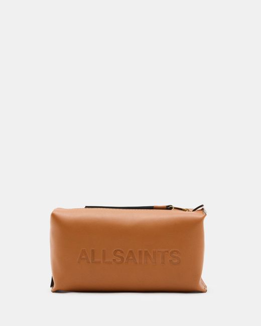 AllSaints Brown Elliotte Leather Storage Pouch Bag