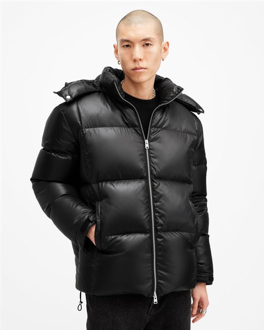 AllSaints Lupin Recycled Quilted Puffer Jacket,, Faded in Black