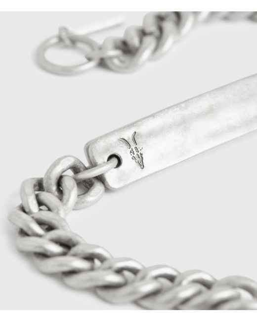 AllSaints Metallic I.d Sterling Silver Chain Bracelet for men