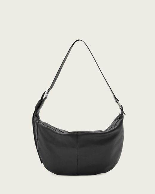 AllSaints White Luna Slouchy Leather Shoulder Bag