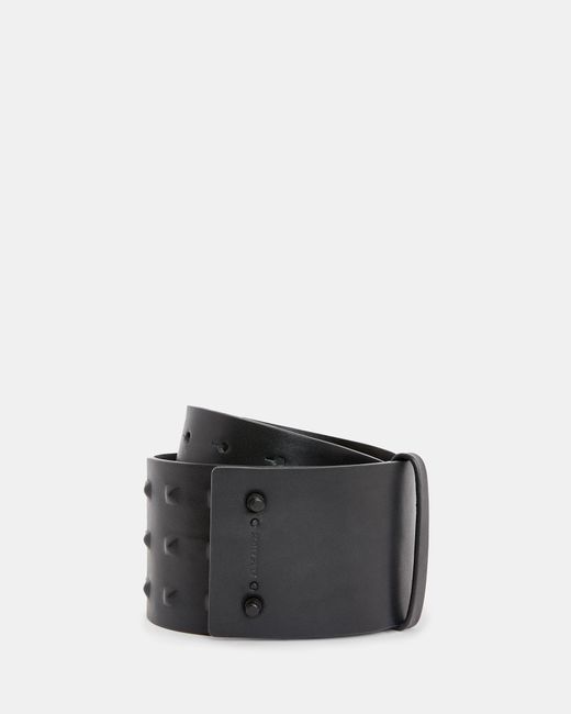AllSaints Black Lara Studded Leather Waist Belt