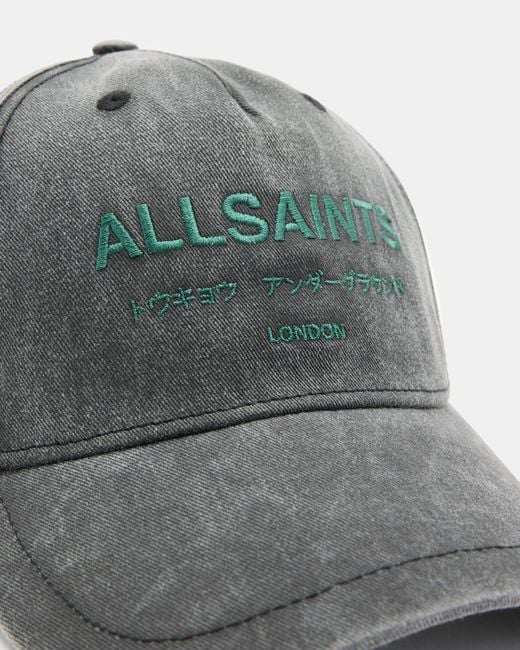 AllSaints Gray Underground Logo Print Baseball Cap, for men