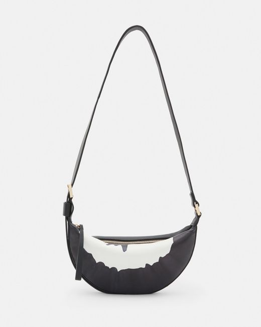 AllSaints Half Moon Tie Dye Leather Crossbody Bag in White | Lyst
