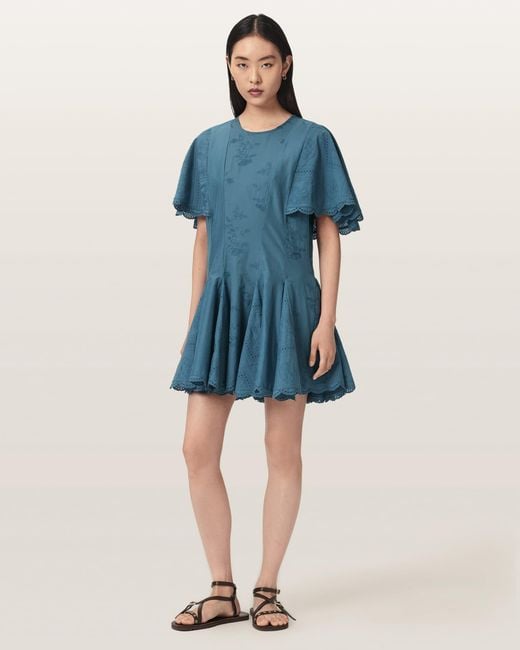 AllSaints Blue Corla Slim Fit Mini Dress