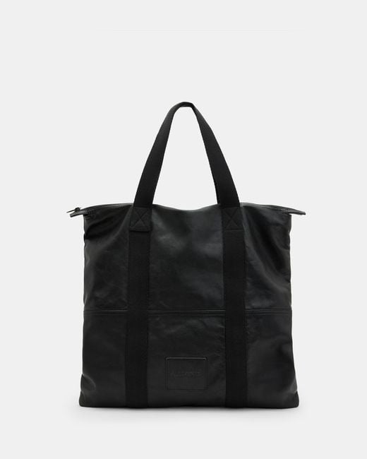 AllSaints Black Afan Leather Tote Bag for men