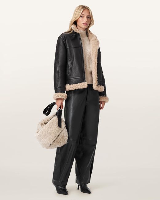 AllSaints Natural Lorel Shearling Flying Jacket