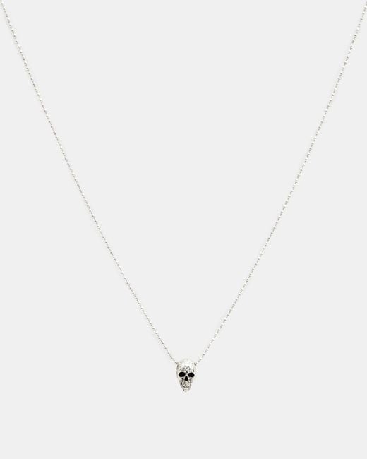 AllSaints White Moonskull Sterling Silver Charm Necklace for men