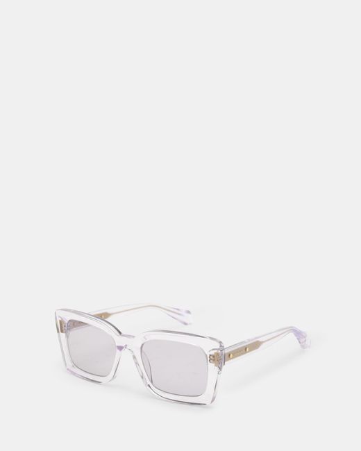 AllSaints White Marla Square Bevelled Sunglasses