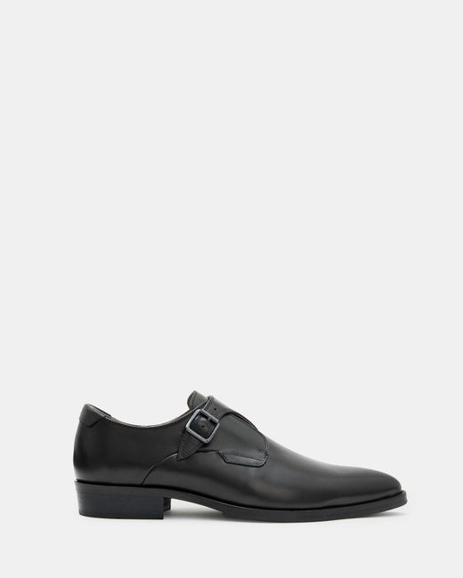 AllSaints White Keith Leather Buckle Monk Shoes, for men
