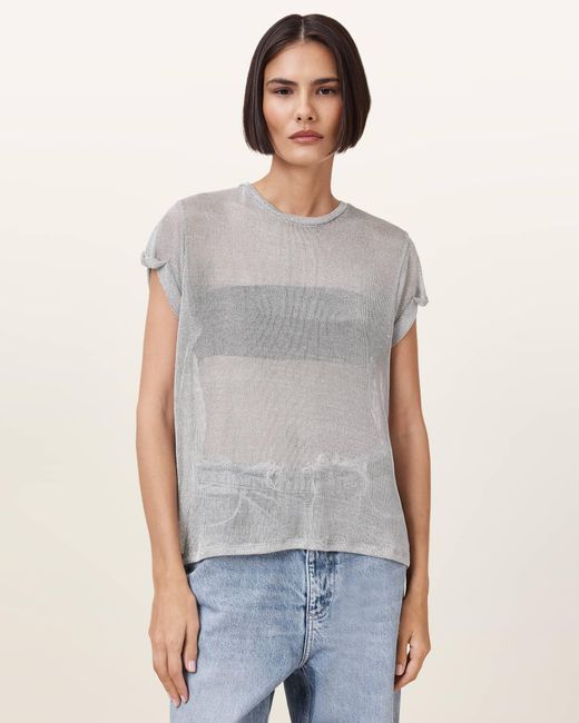AllSaints Gray Thea Sparkle Top