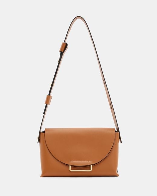AllSaints Brown Celeste Leather Crossbody Bag