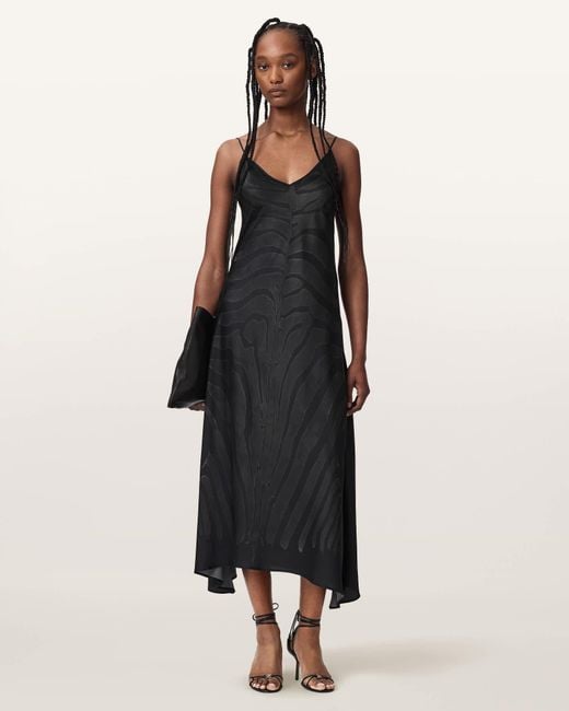 AllSaints Multicolor Leona V-Neck Maxi Slip Dress