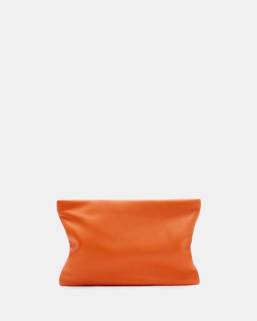 AllSaints Orange Bettina Leather Clutch Bag
