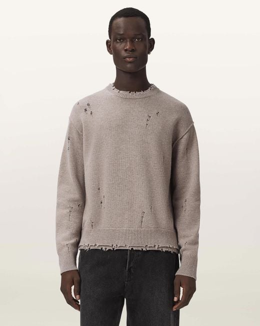 AllSaints Natural Wolf Oversized Wool Blend Jumper for men