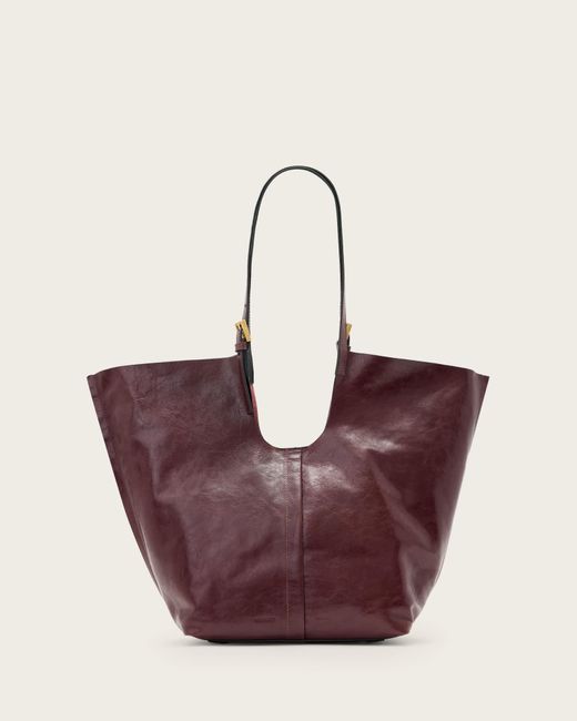 AllSaints Purple Ara Leather Tote Bag