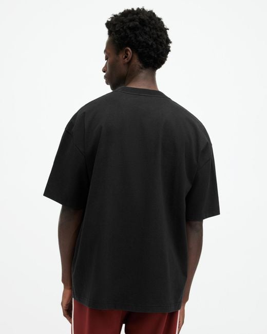 AllSaints Black biggy Oversized Logo Print T-shirt for men