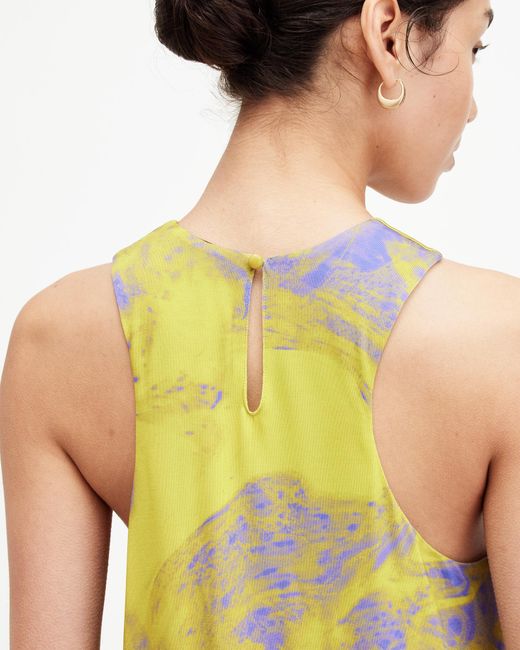 AllSaints Yellow Kura Inspiral Printed Maxi Dress