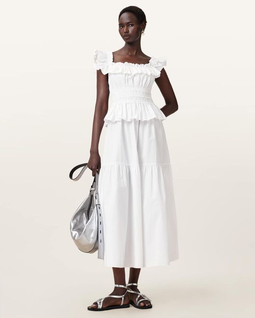 AllSaints Natural Halia Maxi Cotton Dress