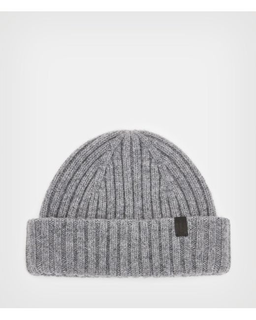 AllSaints Men's Lonnie Wool Beanie in Grey Marl (Grey) for Men | Lyst UK