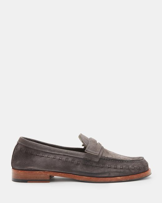 AllSaints Gray Sammy Suede Loafers, for men