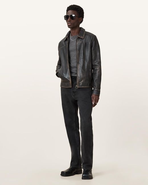 AllSaints Gray Mode Merino Crew Neck Ramskull Jumper for men