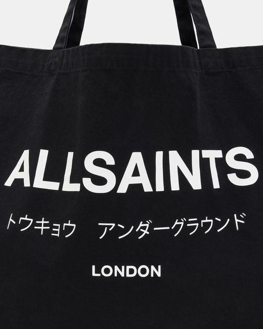 AllSaints Black Cotton Underground Tote Bag for men