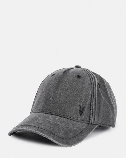AllSaints Gray Fen Ramskull Embroidered Baseball Cap for men