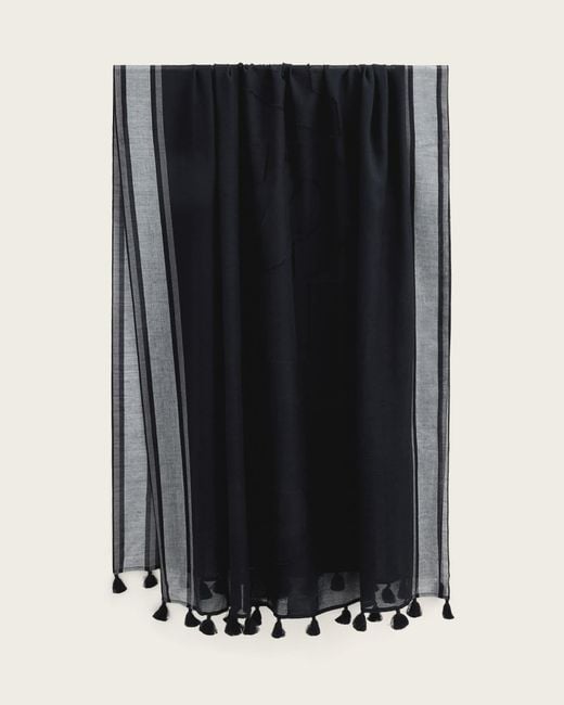 AllSaints Black Caty Wraparound Wool Blend Pareo