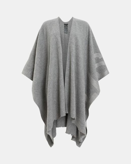 AllSaints Gray Rae Logo Embroidered Wool Scarf,, /Ultimate