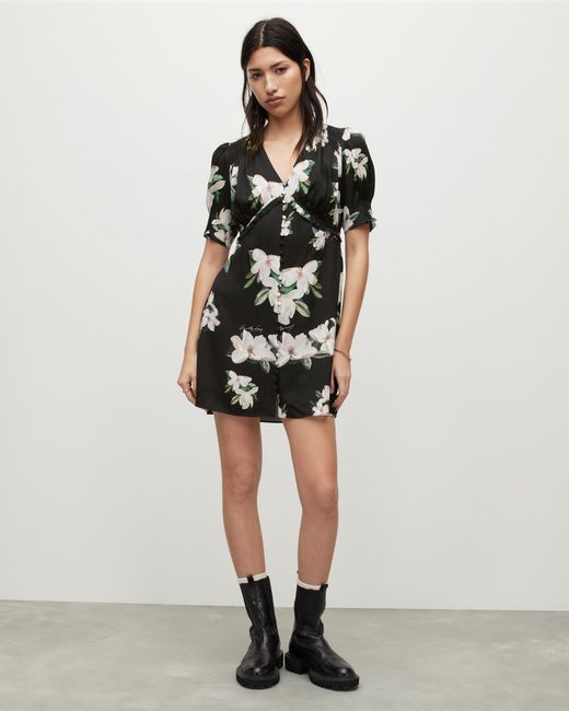 AllSaints Demi Alessandra Floral Mini Dress in Natural Lyst
