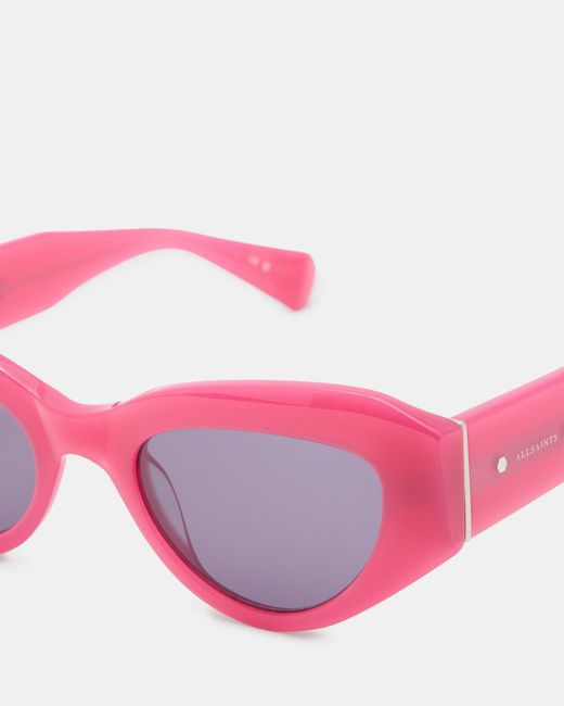 AllSaints Pink Calypso Bevelled Cat Eye Sunglasses,
