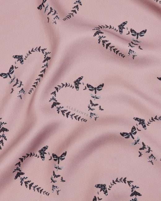 AllSaints Pink Escalera Silk Heart Print Bandana