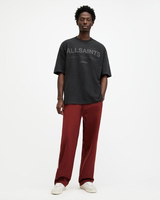 AllSaints Black Laser Underground Logo Oversized T-shirt, for men