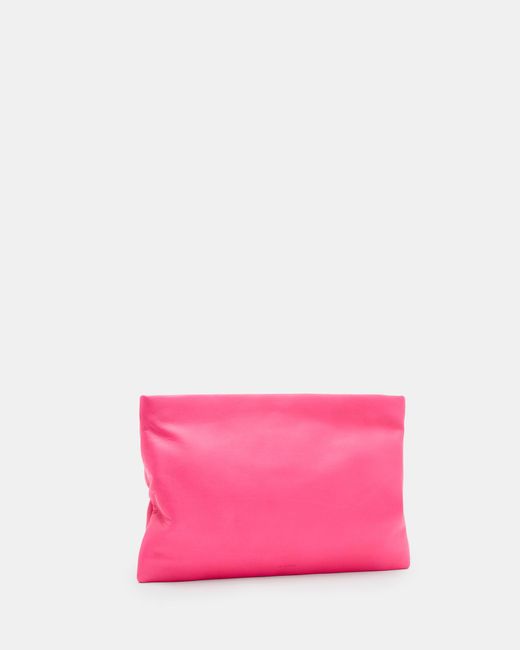AllSaints Pink Bettina Leather Clutch Bag