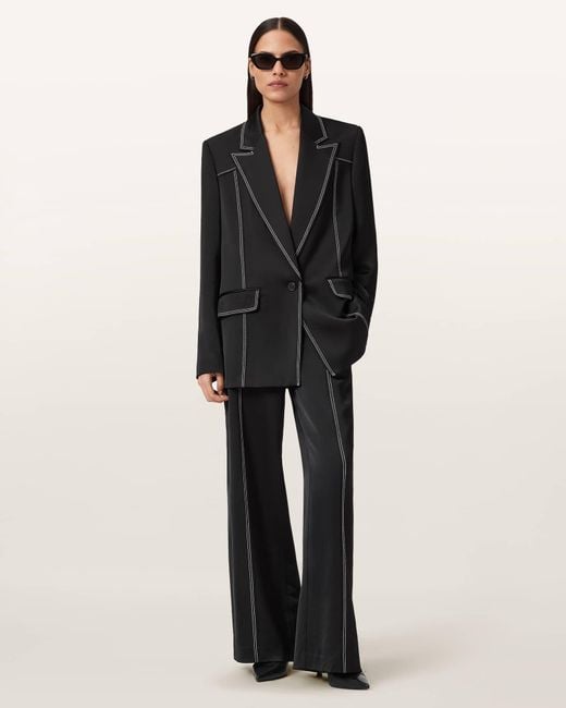 AllSaints Black Theah Wide Leg Trousers