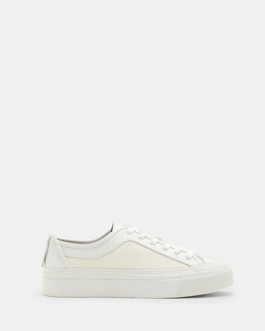 AllSaints White Milla Suede Lace Up Trainers,