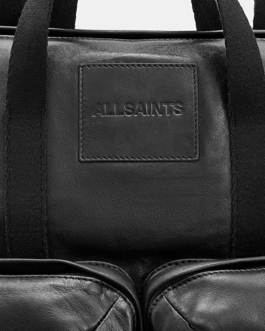 AllSaints Black Force Leather Backpack for men