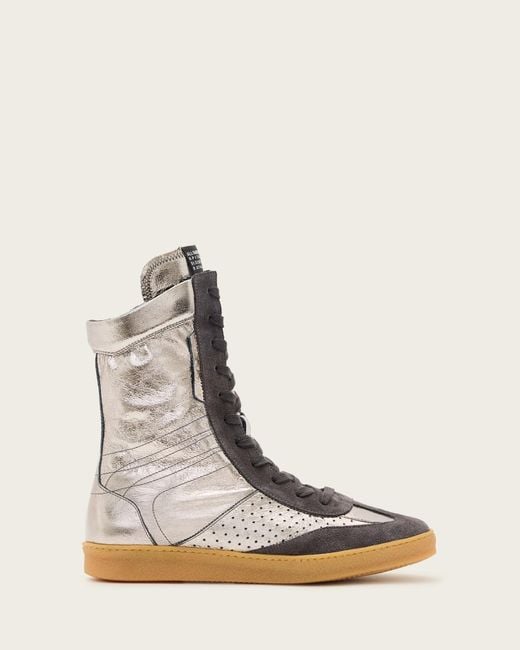 AllSaints Natural Lousie Leather High Top Trainers