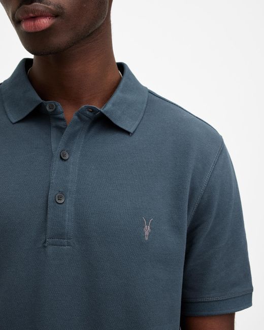 AllSaints Blue Reform Short Sleeve Polo Shirt, for men