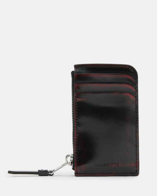 AllSaints Black Isamu Leather Zipped Cardholder for men