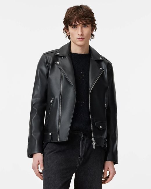 AllSaints Black Milo Desserto Biker Jacket for men