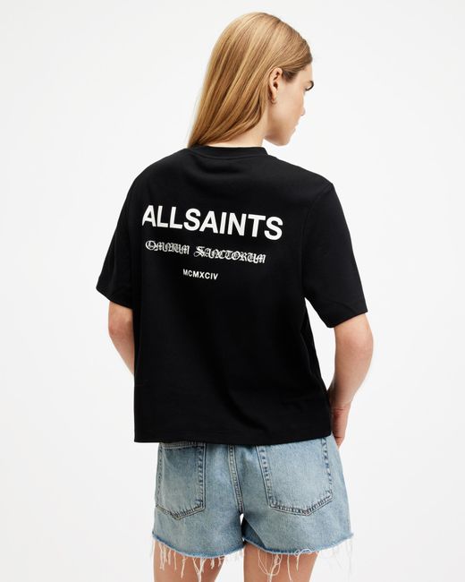 AllSaints Black Omnium Lisa Boxy Crew Neck T-shirt,