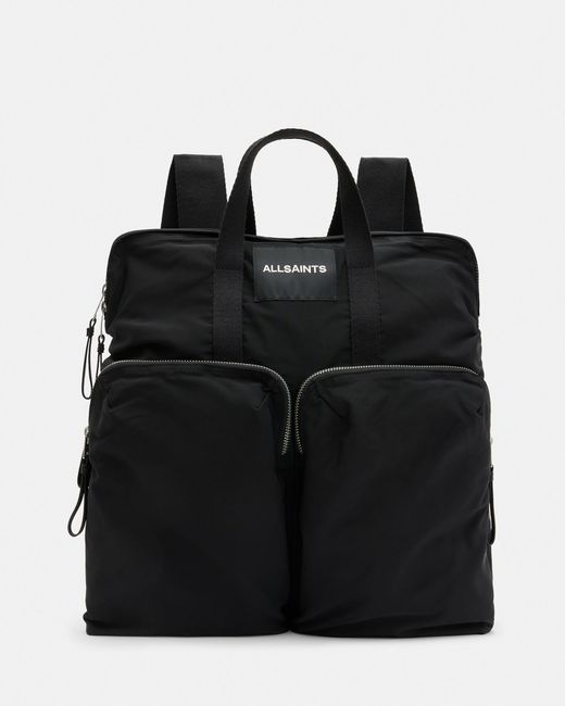 AllSaints Black Force Multiple Pocket Recycled Backpack, for men