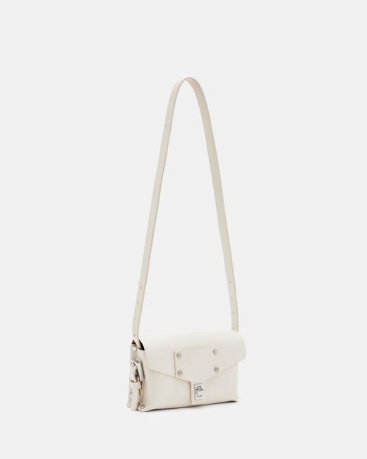 AllSaints White Miro Mini Leather Crossbody Bag