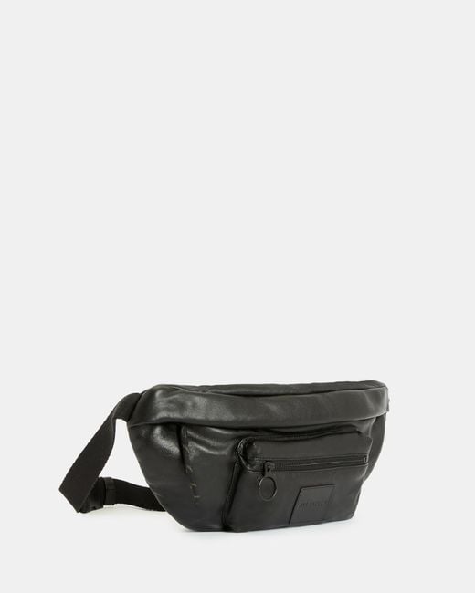 AllSaints Gray Ronin Leather Bum Bag for men