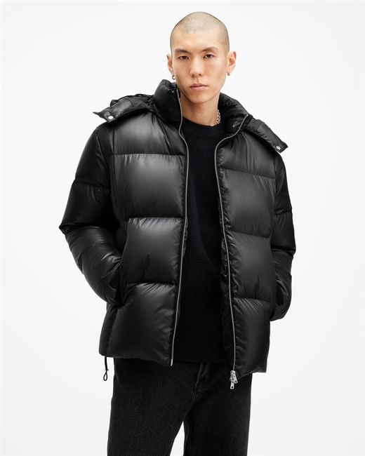 AllSaints Black Lupin Recycled Quilted Puffer Jacket,, Faded for men