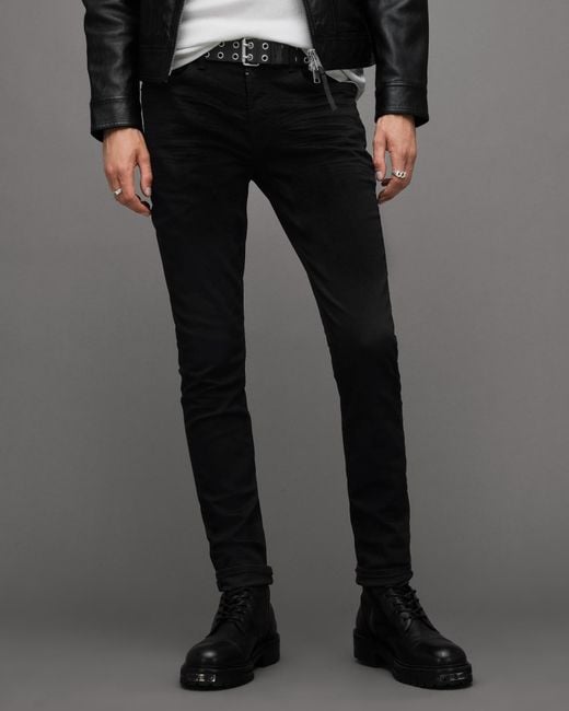 AllSaints Black Ronnie Extra Skinny Stretch Denim Jeans for men