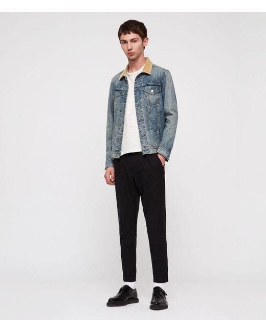 AllSaints Blue Dexter Corduroy - Collar Denim Jacket for men