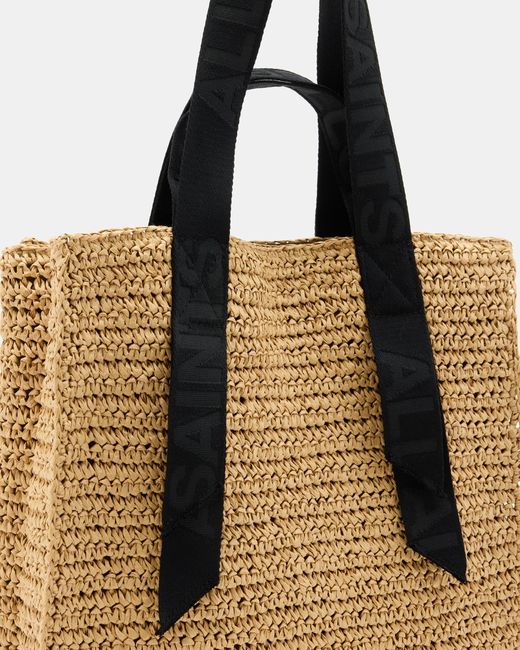 AllSaints Natural Lullah Spacious Straw Tote Bag,