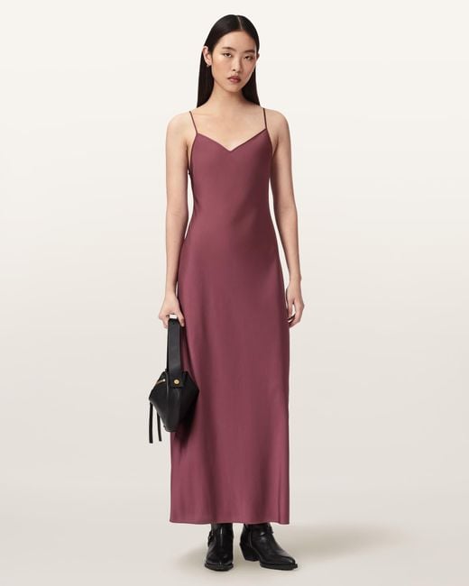 AllSaints Pink Bryony Maxi Slip Dress